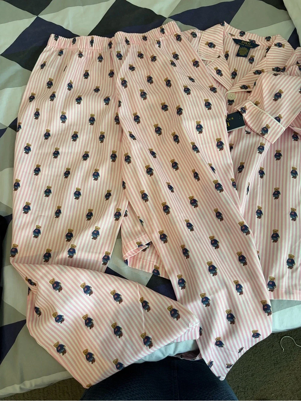 NWT Polo by Ralph Lauren Pink & White Striped Bear Polo